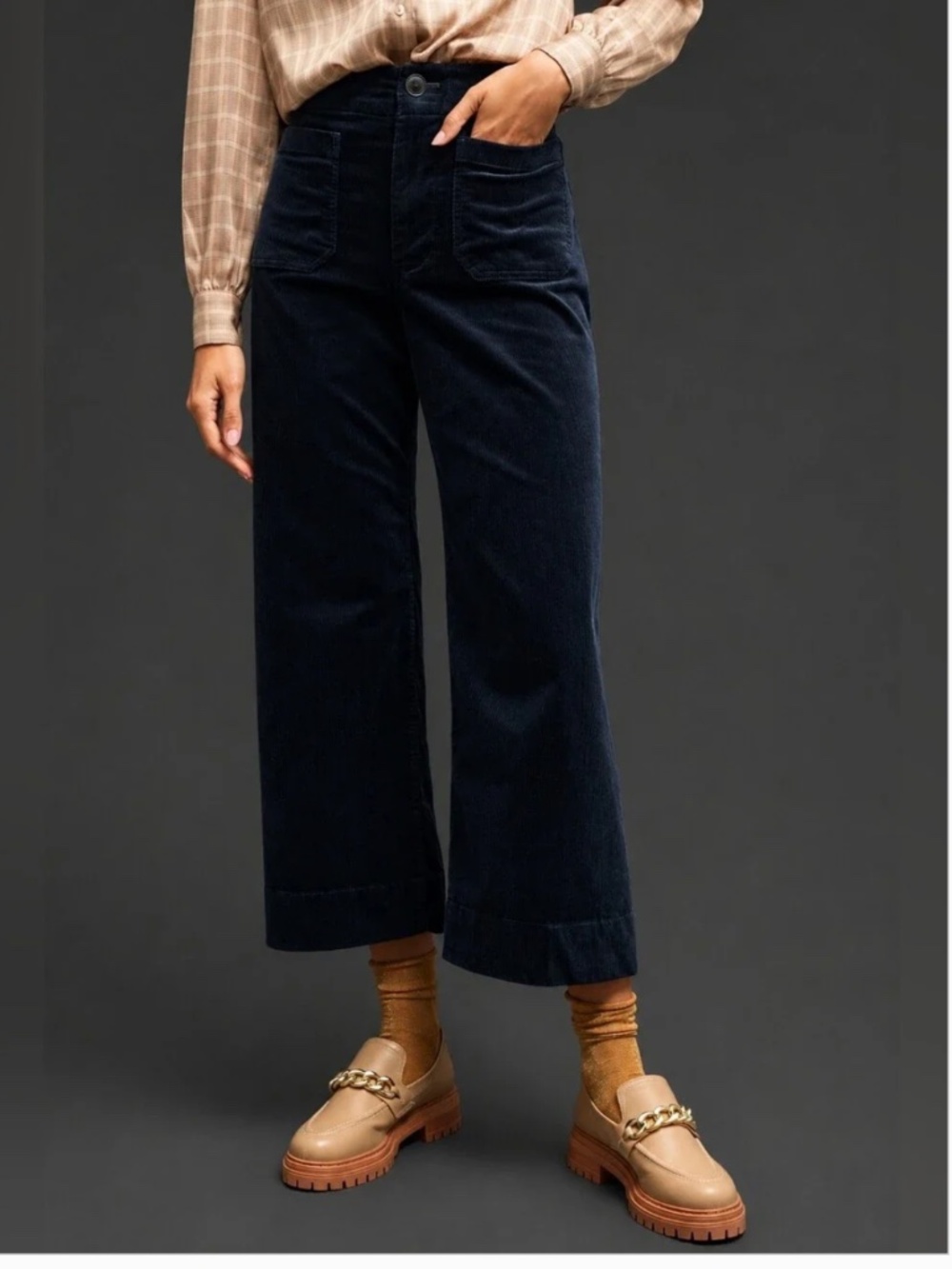 Anthropologie Maeve Colette Cropped Wide-Leg Cropped Corduroy Pants Size 32